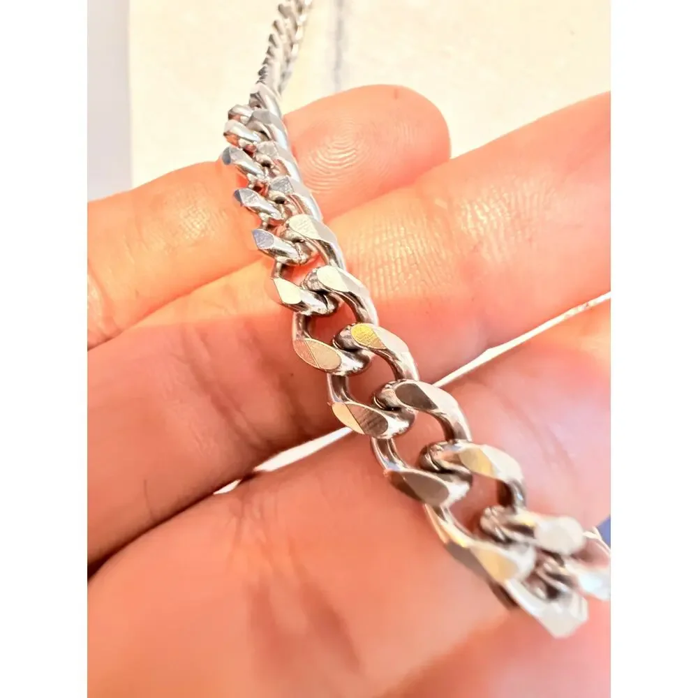 Vintage NOS Nautica 26” Silver Tone Curb Chain Necklace